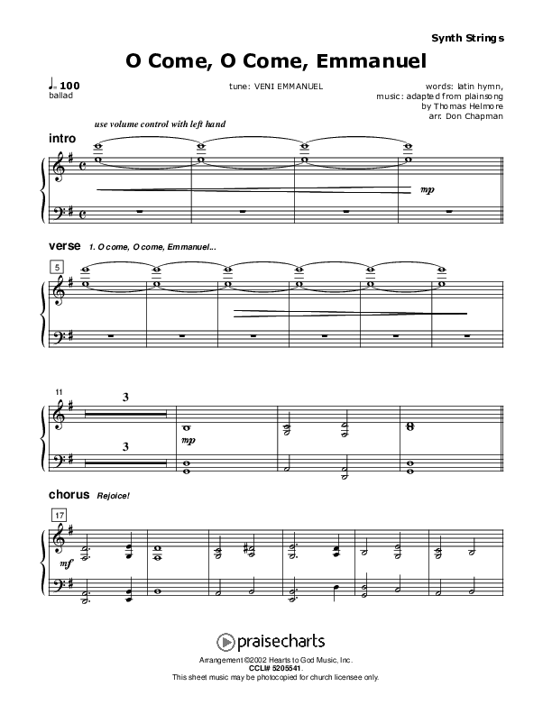 O Come O Come Emmanuel Synth Strings (Don Chapman)