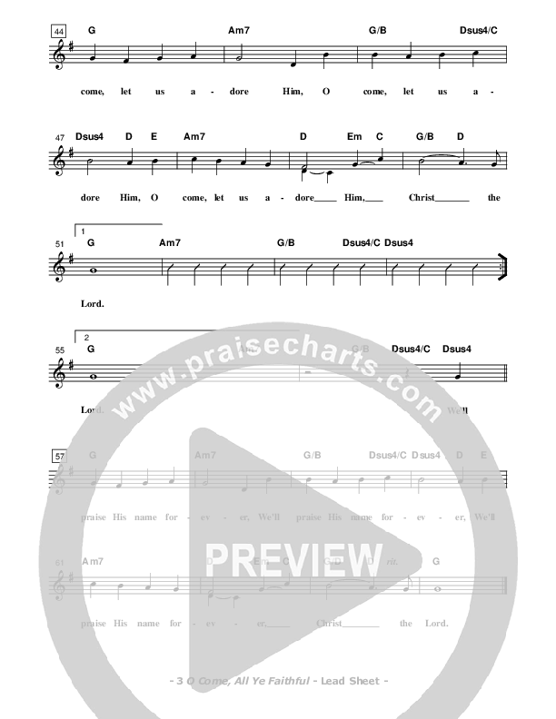 O Come All Ye Faithful Lead Sheet (Don Chapman)