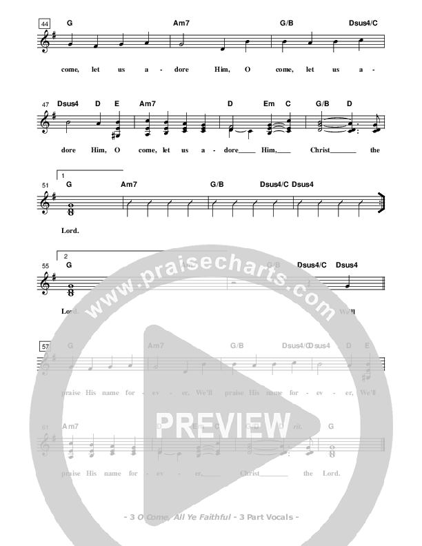 O Come All Ye Faithful Lead Sheet (SAT) (Don Chapman)