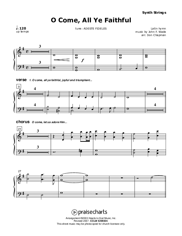 O Come All Ye Faithful Synth Strings (Don Chapman)