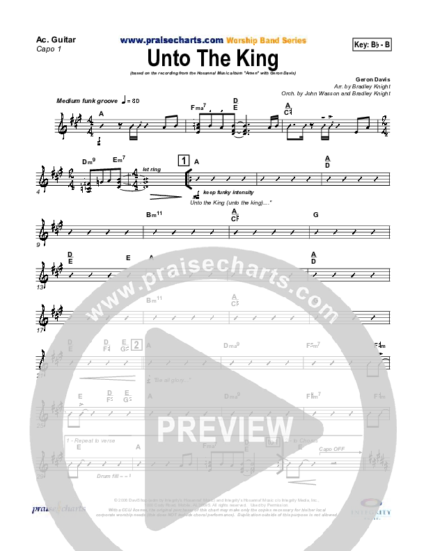 Unto The King Rhythm Chart (Geron Davis)