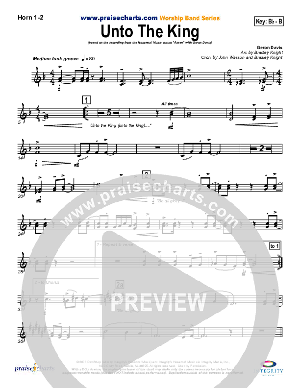 Unto The King French Horn 1/2 (Geron Davis)