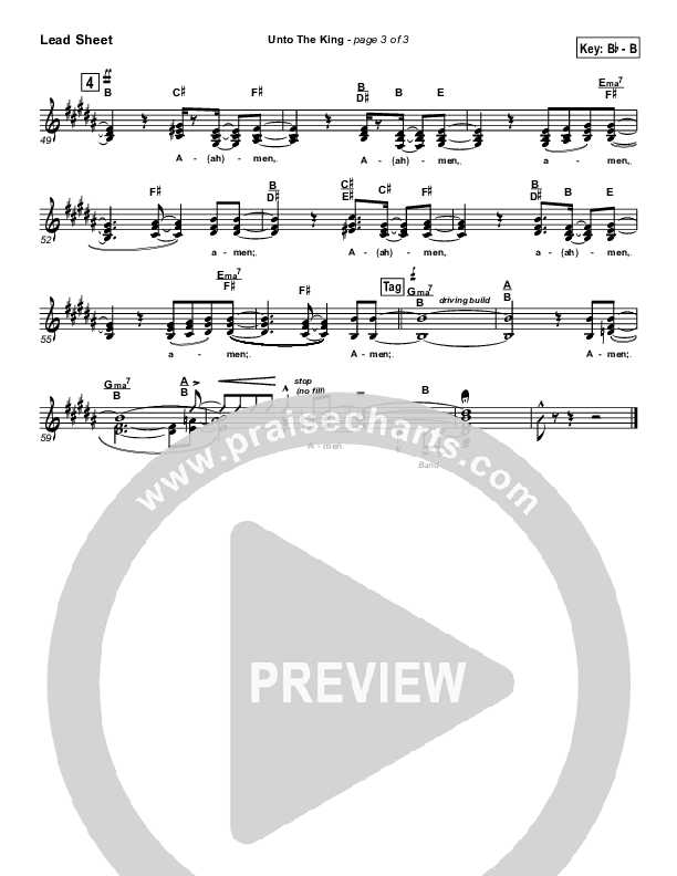 Unto The King Lead Sheet (Geron Davis)