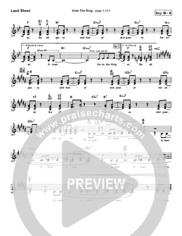 Unto The King Lead Sheet (SAT) (Geron Davis)