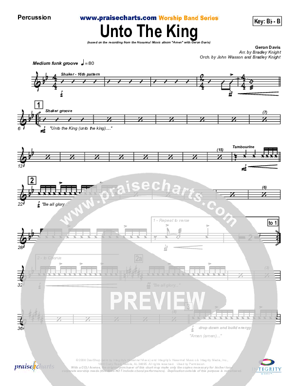 Unto The King Percussion (Geron Davis)