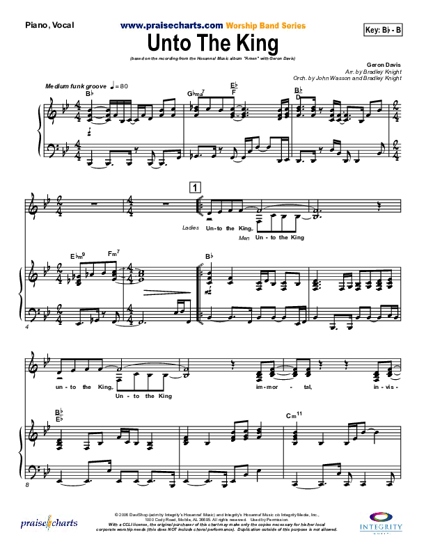 Unto The King Piano/Vocal (Geron Davis)