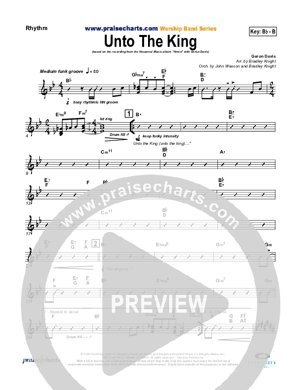 Unto The King Rhythm Chart (Geron Davis)