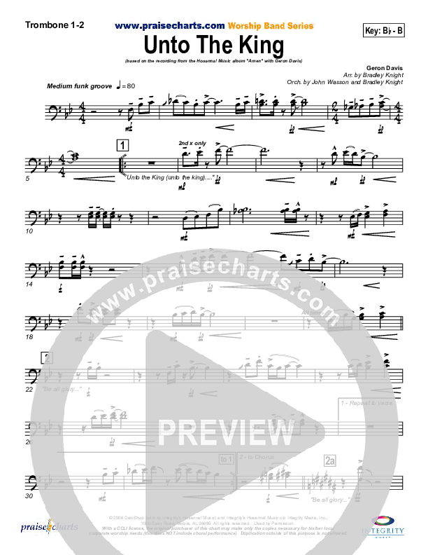 Unto The King Trombone 1/2 (Geron Davis)