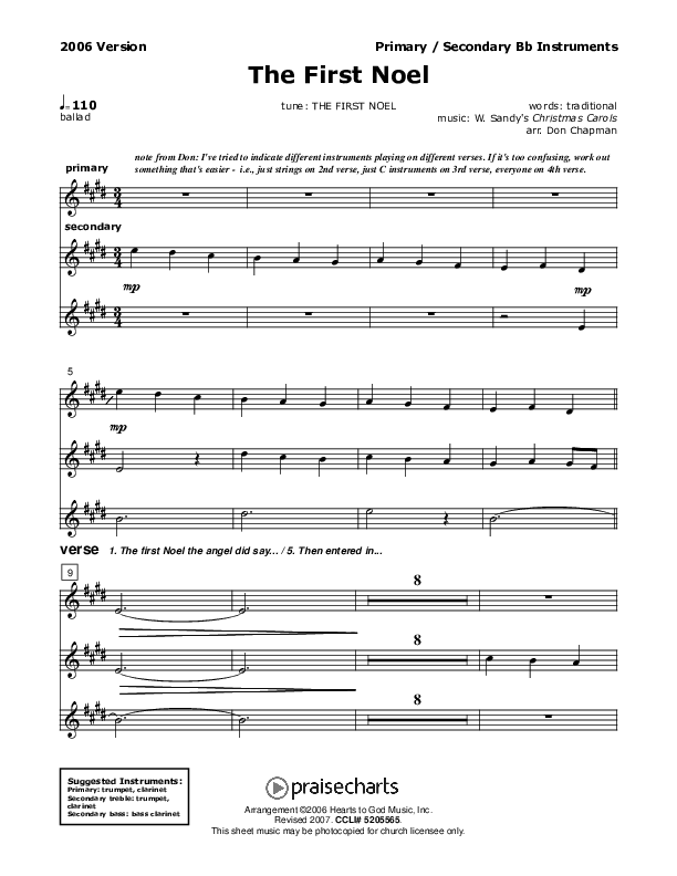 The First Noel Bb Instruments (Don Chapman)