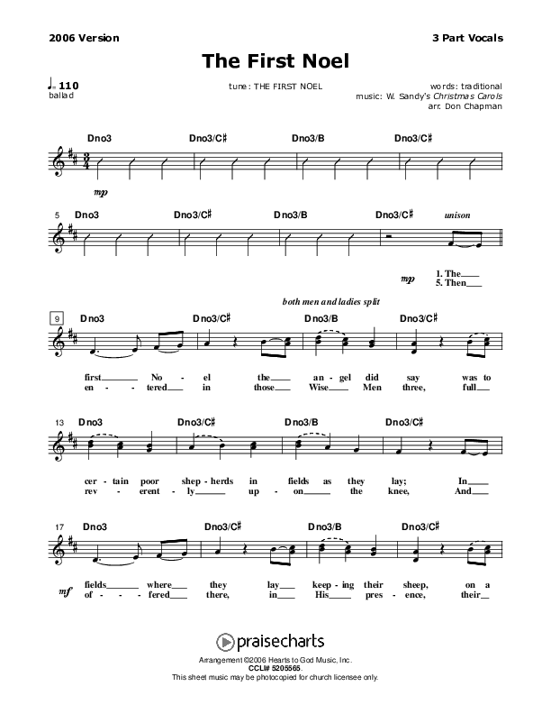 The First Noel Lead Sheet (SAT) (Don Chapman)