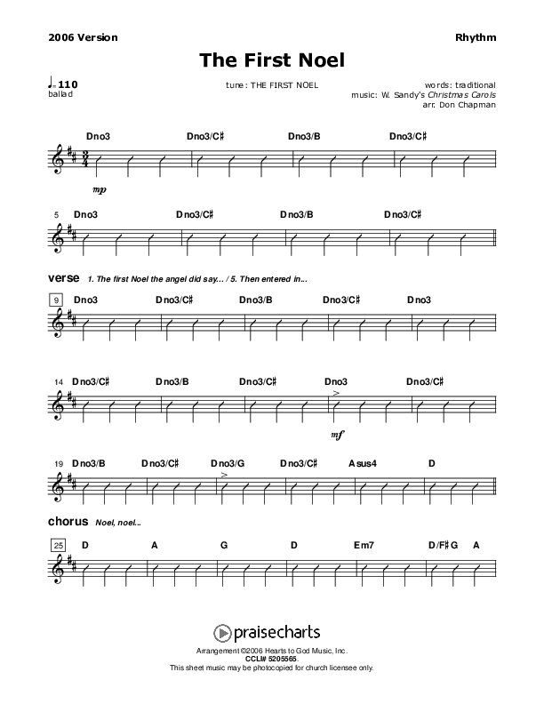 The First Noel Rhythm Chart (Don Chapman)