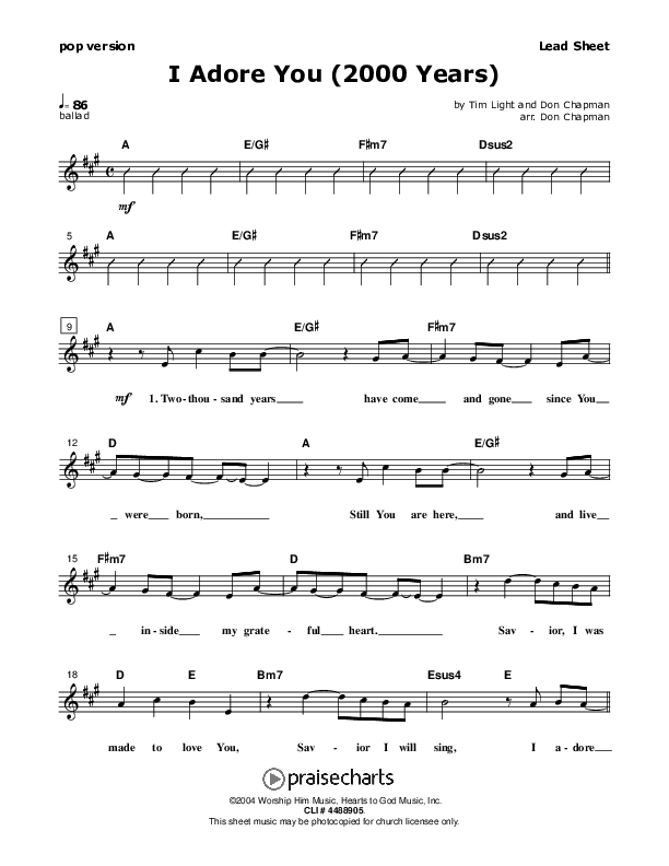 I Adore You Lead Sheet (Don Chapman)