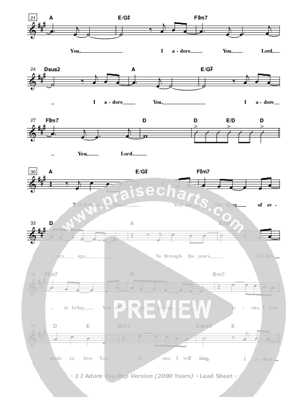 I Adore You Lead Sheet (Don Chapman)