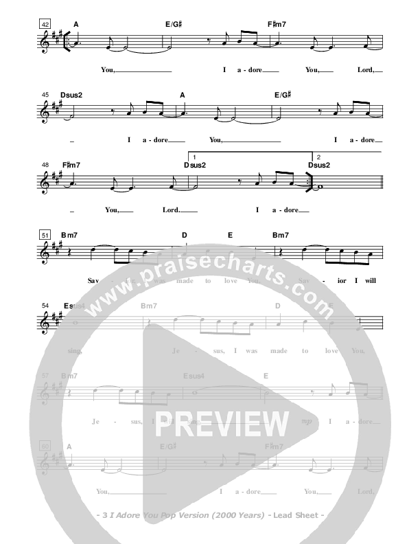 I Adore You Lead Sheet (Don Chapman)