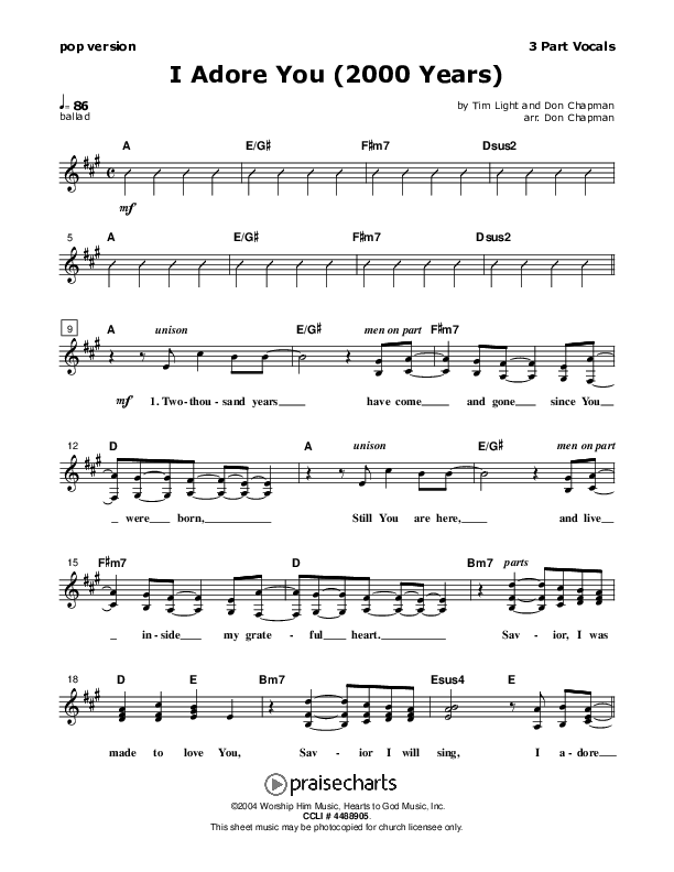 I Adore You Lead Sheet (SAT) (Don Chapman)