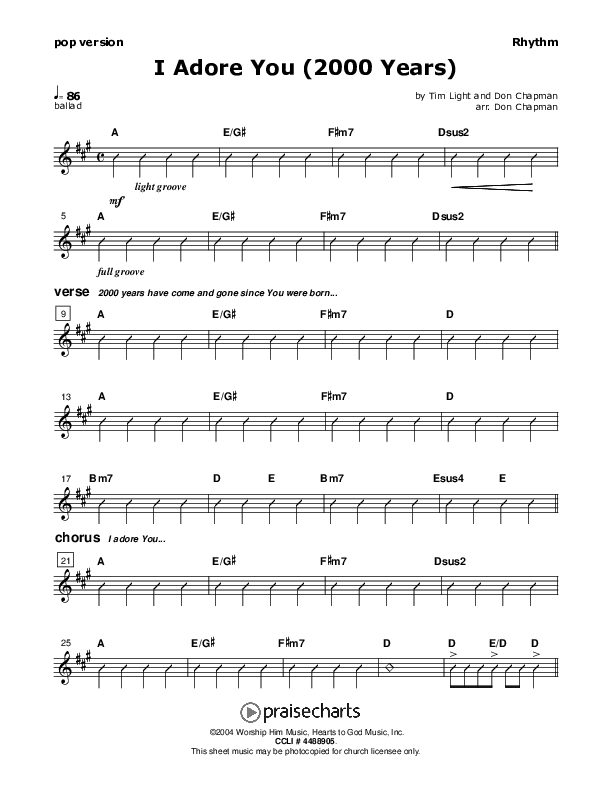 I Adore You Rhythm Chart (Don Chapman)