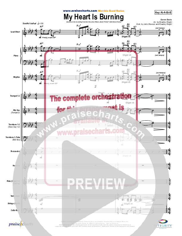 My Heart Is Burning Conductor's Score (Geron Davis)