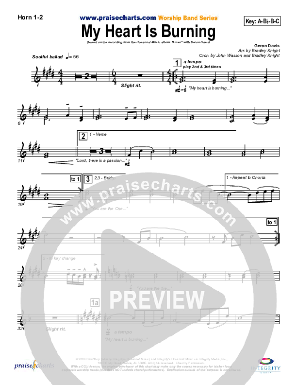 My Heart Is Burning Brass Pack (Geron Davis)