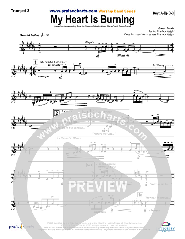 My Heart Is Burning Trumpet 3 (Geron Davis)