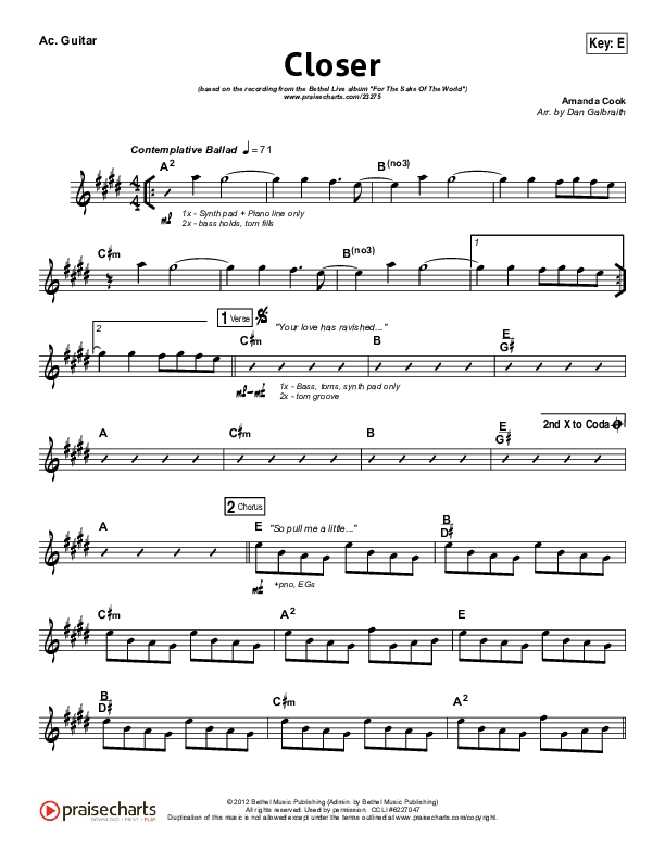Closer Acoustic Guitar (Bethel Music)