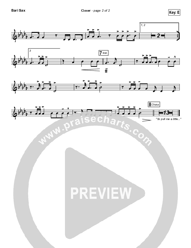 Closer Bari Sax (Bethel Music)