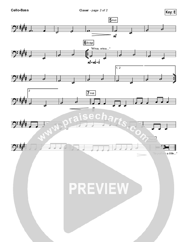 Closer Cello/Bass (Bethel Music)