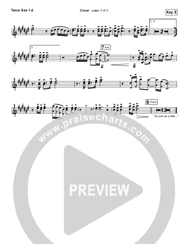 Closer Tenor Sax 1/2 (Bethel Music)