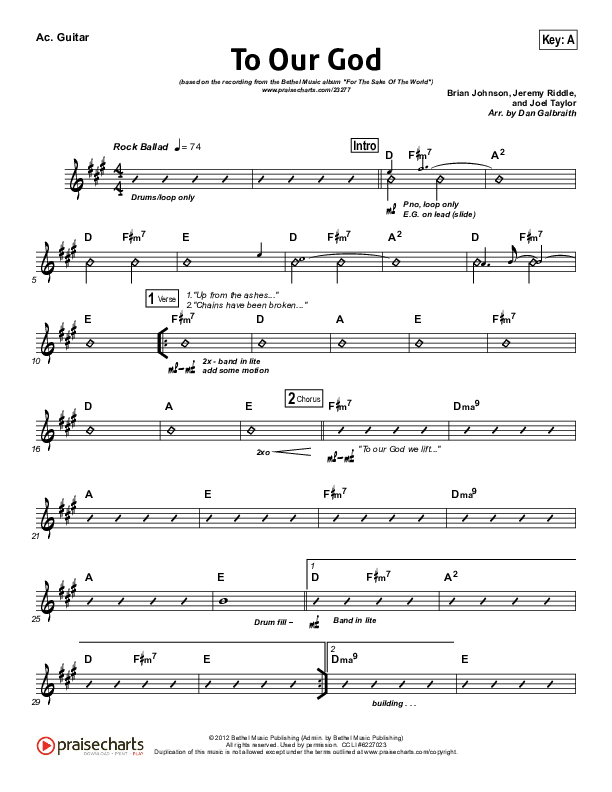 To Our God Acoustic Guitar (Bethel Music)