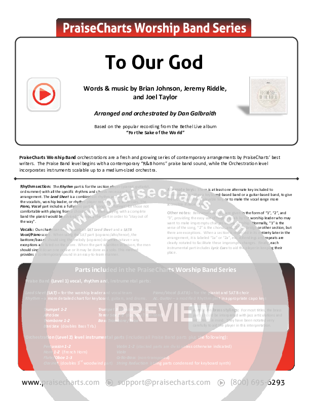 To Our God Cover Sheet (Bethel Music)