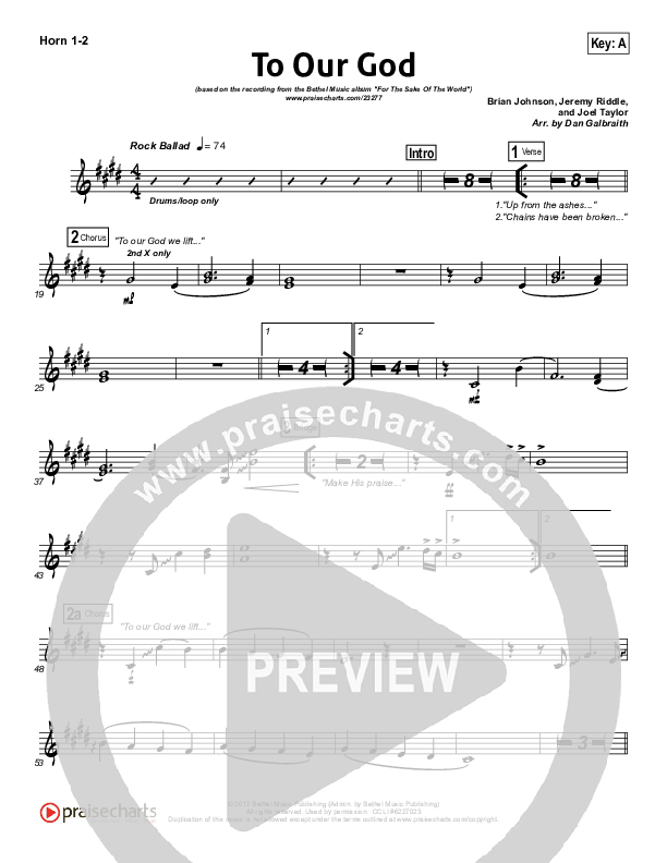To Our God French Horn 1/2 (Bethel Music)