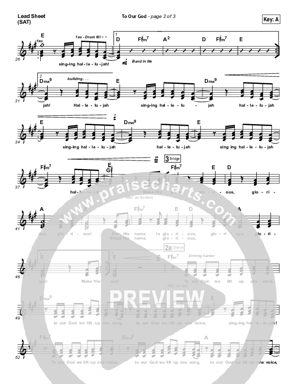 To Our God Lead Sheet (SAT) (Bethel Music)