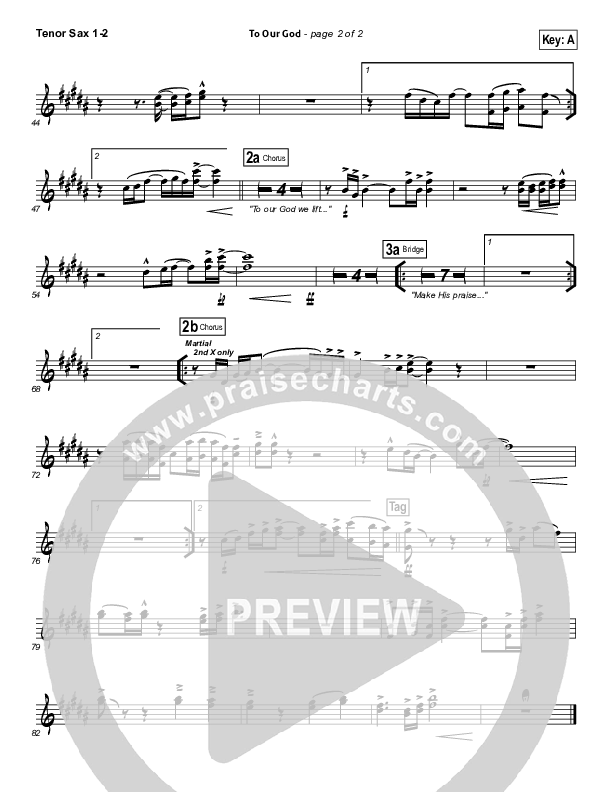 To Our God Tenor Sax 1/2 (Bethel Music)