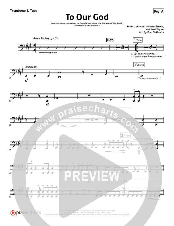 To Our God Trombone 3/Tuba (Bethel Music)