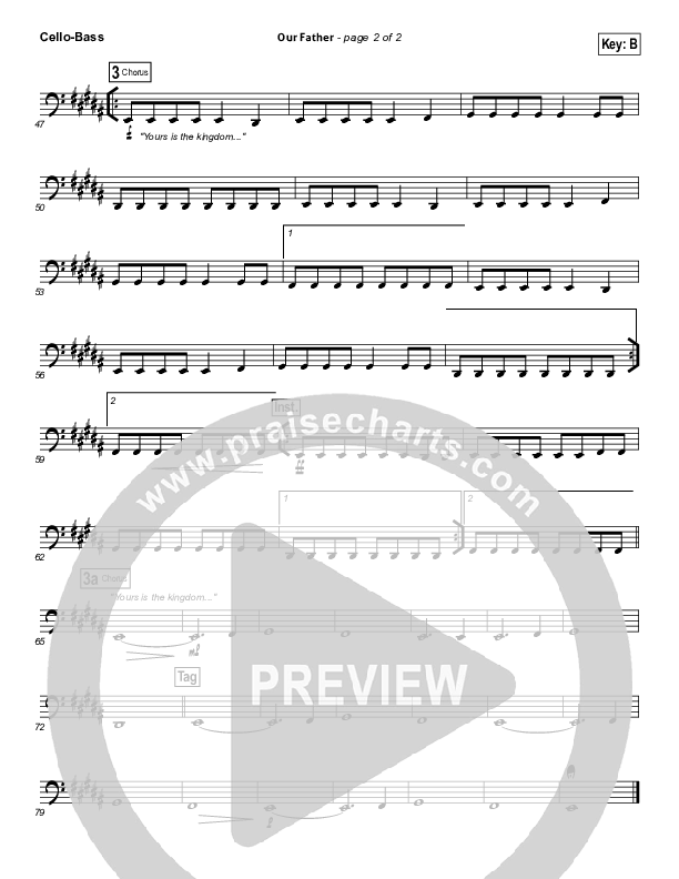 Our Father Cello/Bass (Bethel Music)