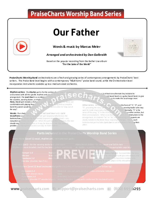 Our Father Cover Sheet (Bethel Music)