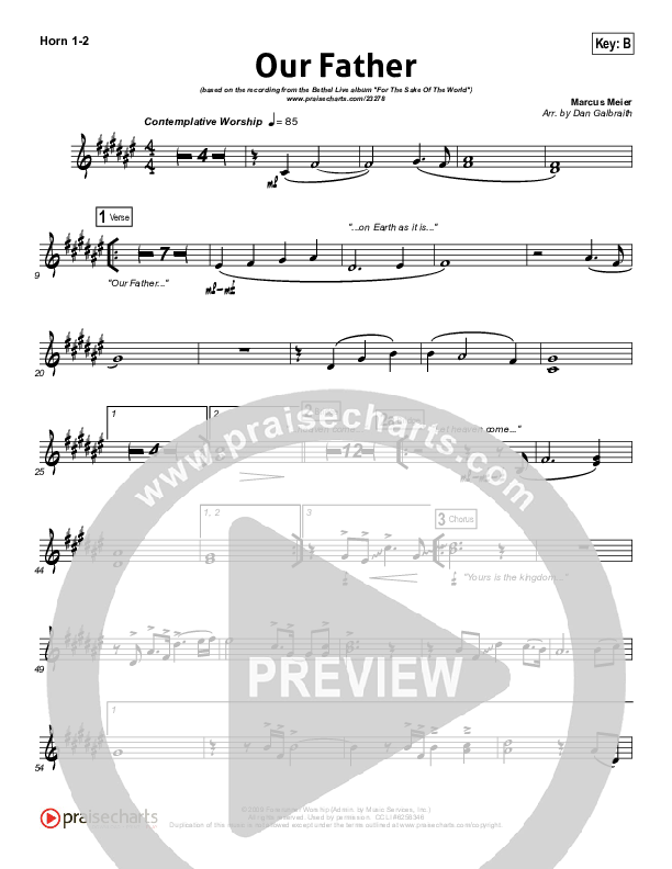 Our Father French Horn 1/2 (Bethel Music)