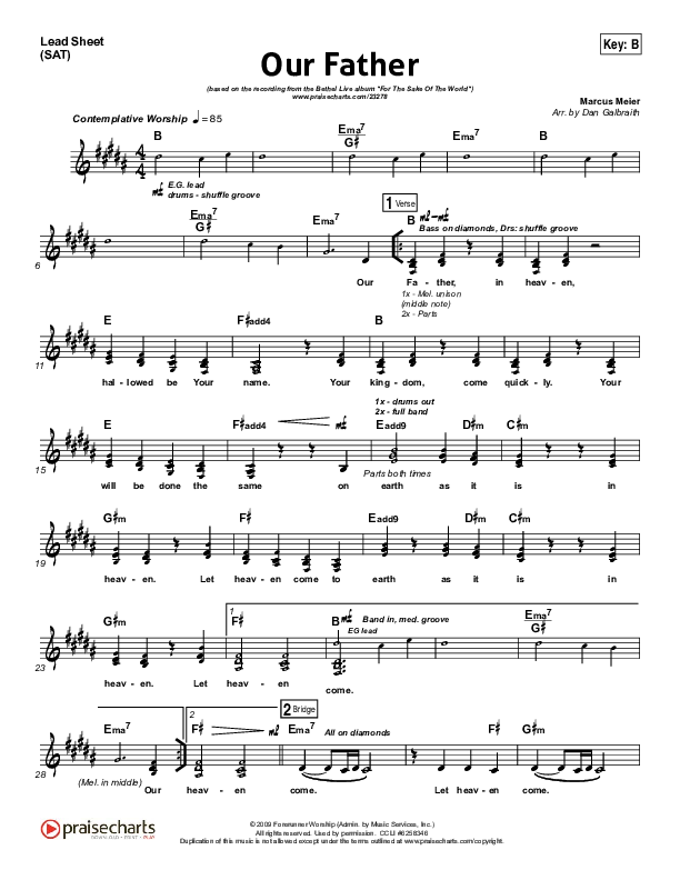 Our Father Lead Sheet (SAT) (Bethel Music)