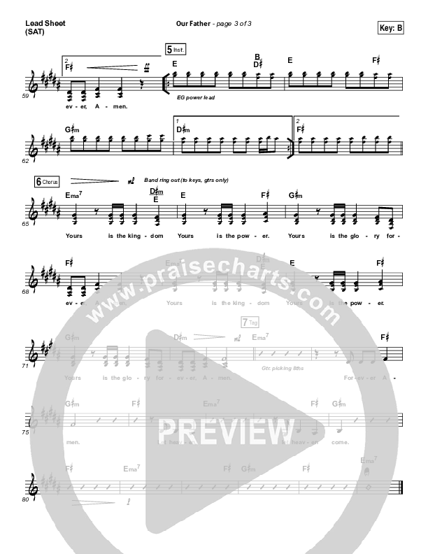 Our Father Lead Sheet (SAT) (Bethel Music)