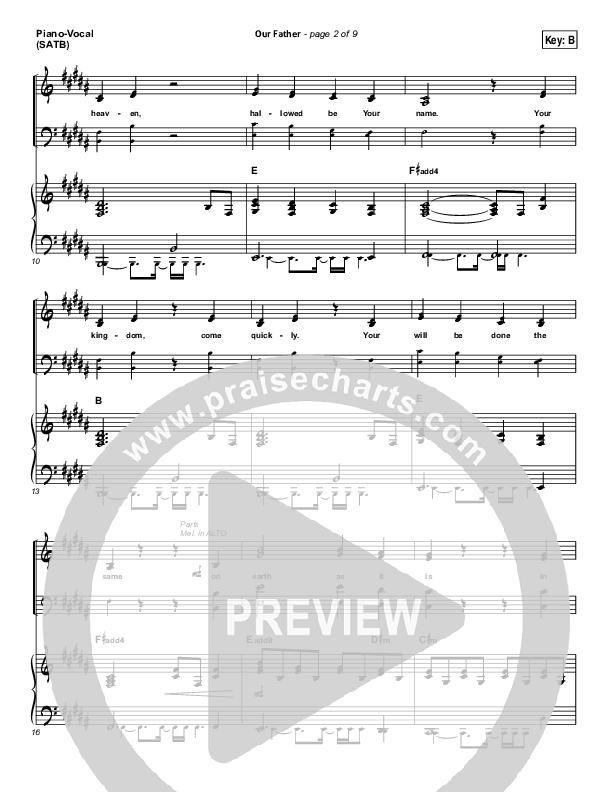 Our Father Piano/Vocal (SATB) (Bethel Music)