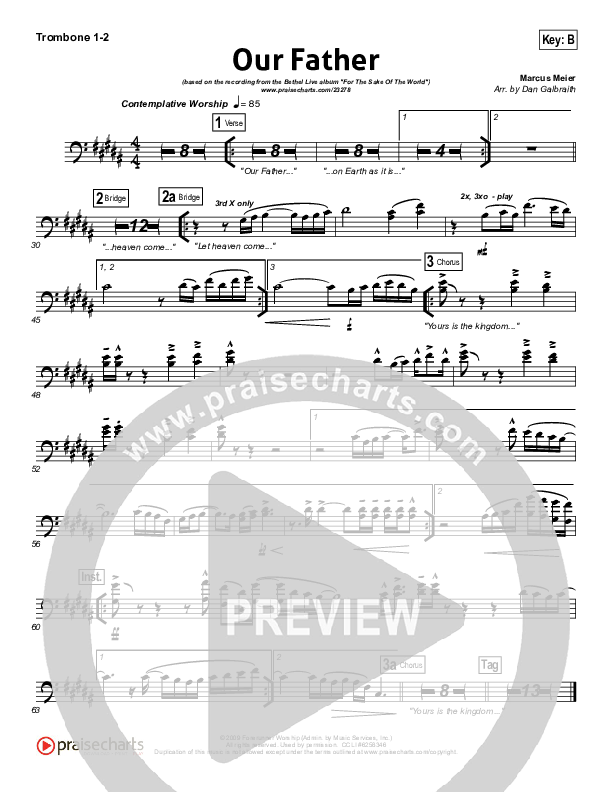 Our Father Trombone 1/2 (Bethel Music)