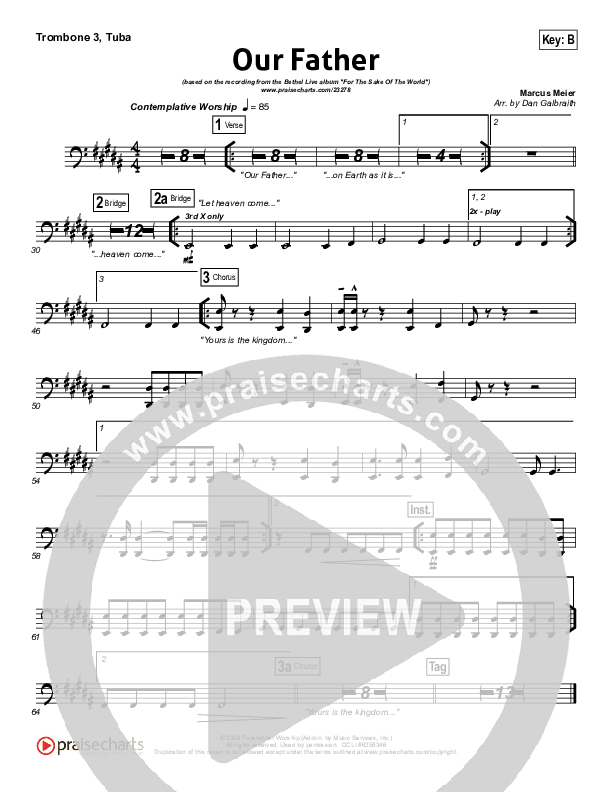 Our Father Trombone 3/Tuba (Bethel Music)