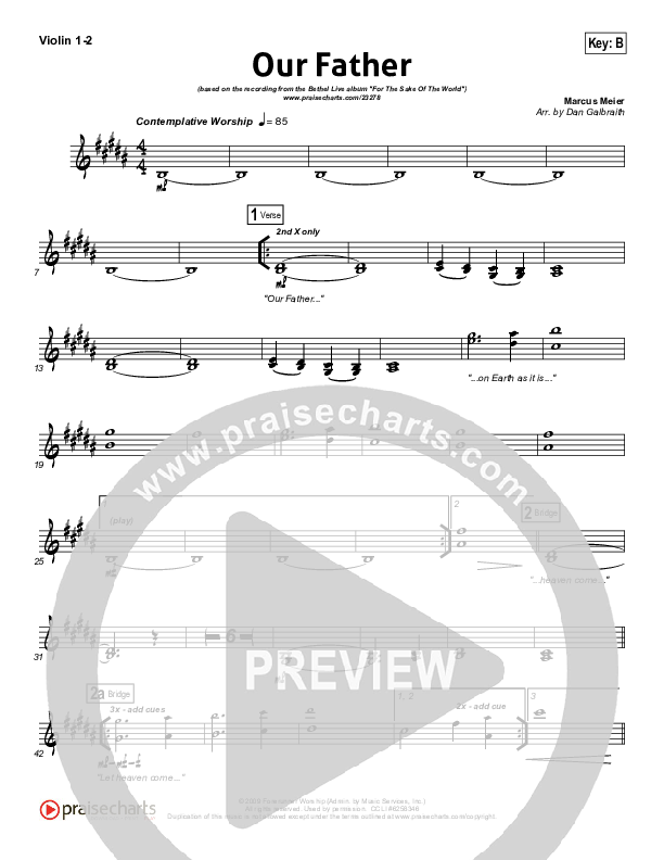 Our Father Violin 1/2 (Bethel Music)
