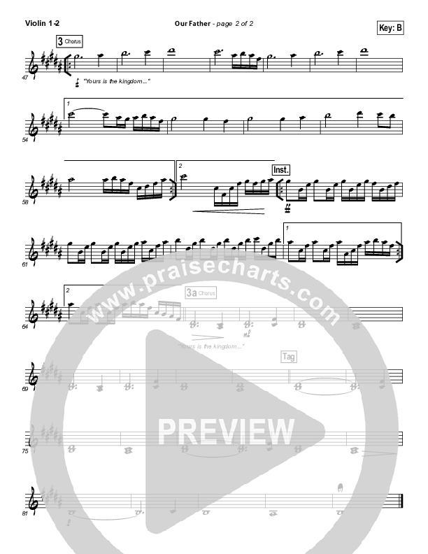 Our Father Violin 1/2 (Bethel Music)
