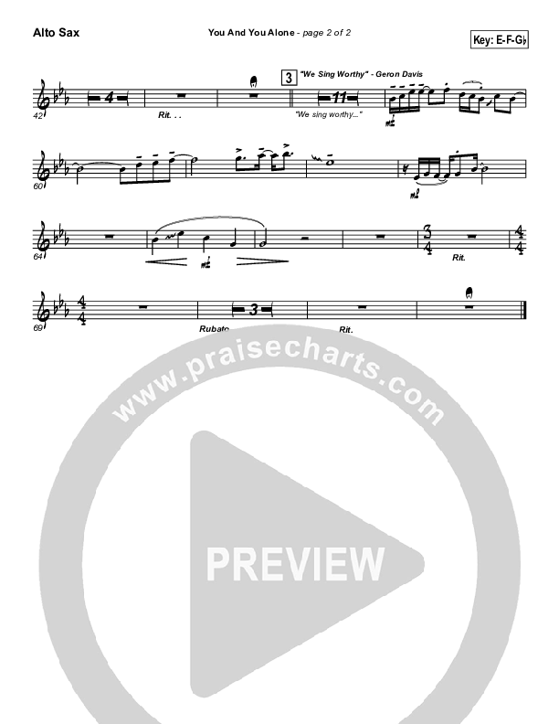 You And You Alone (with We Sing Worthy) Alto Sax (Geron Davis)