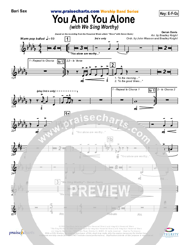 You And You Alone (with We Sing Worthy) Bari Sax (Geron Davis)