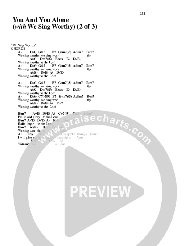 You And You Alone (with We Sing Worthy) Chord Chart (Geron Davis)