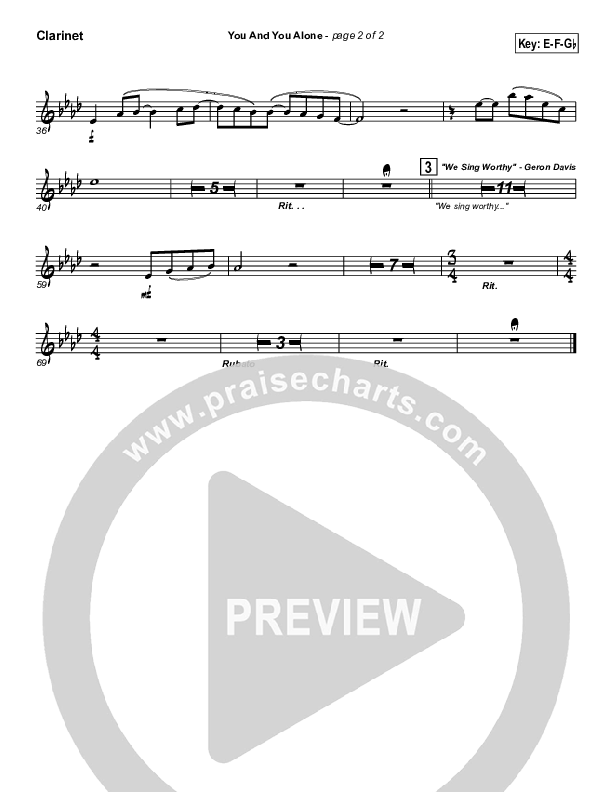 You And You Alone (with We Sing Worthy) Clarinet (Geron Davis)