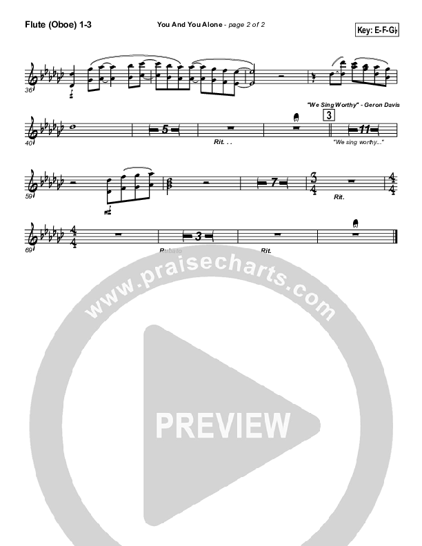 You And You Alone (with We Sing Worthy) Flute/Oboe 1/2/3 (Geron Davis)