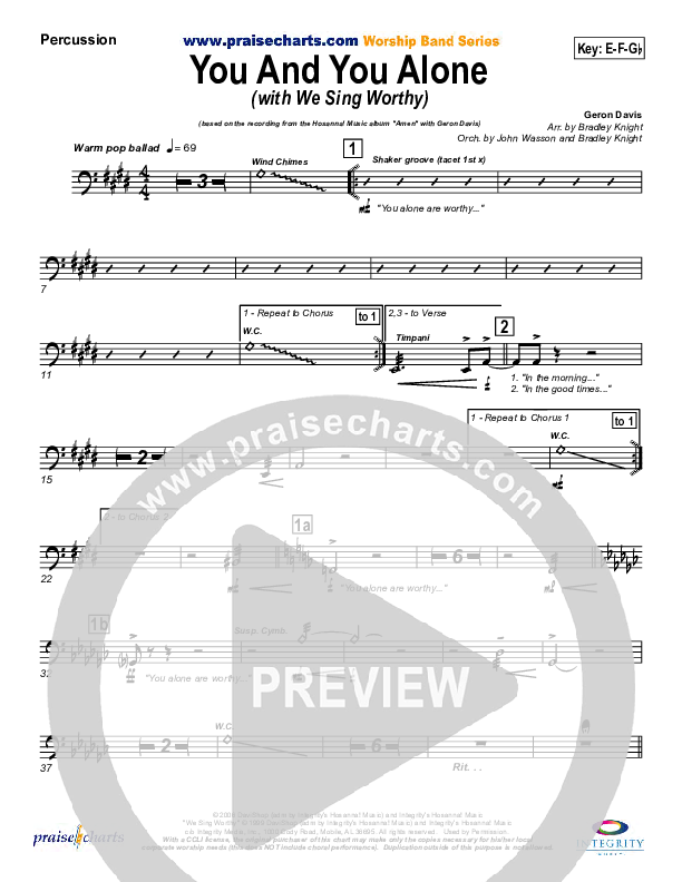 You And You Alone (with We Sing Worthy) Percussion (Geron Davis)