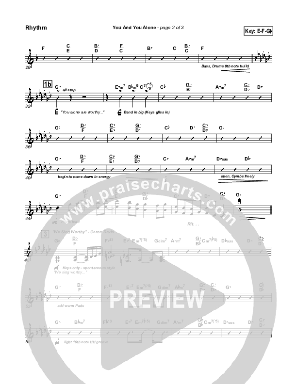 You And You Alone (with We Sing Worthy) Rhythm Chart (Geron Davis)